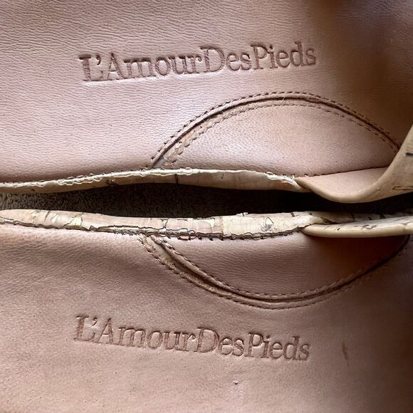 L'Amour Des Pieds Catiana Natural Open Toe Slip On Slide Cork Sandals US 7 M - Picture 12 of 16